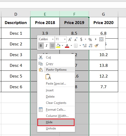 an-va-bo-an-hang-cot-excel-2019-buoc-1