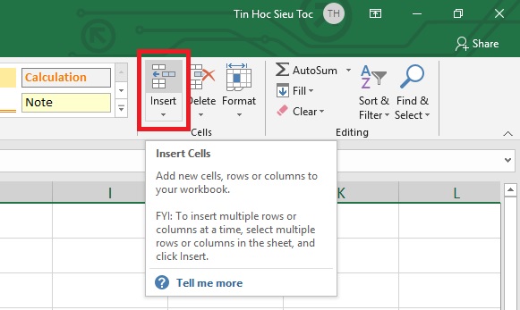 chen-hang-trong-excel-2019-buoc-2