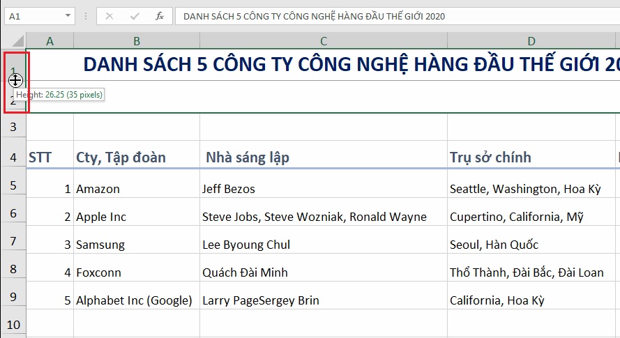 chinh-chieu-cao-hang-excel-2019-buoc-2