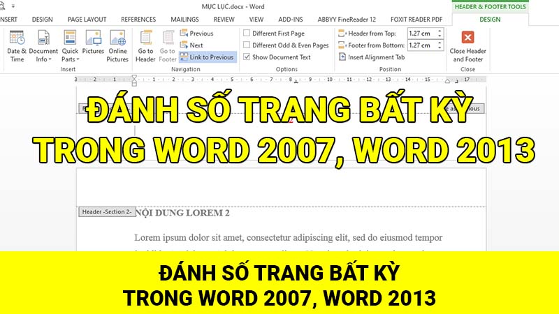 Đánh số trang bất kỳ trong Word 2016, Word 2007 - Xóa số trang phần mục lục, trang bìa