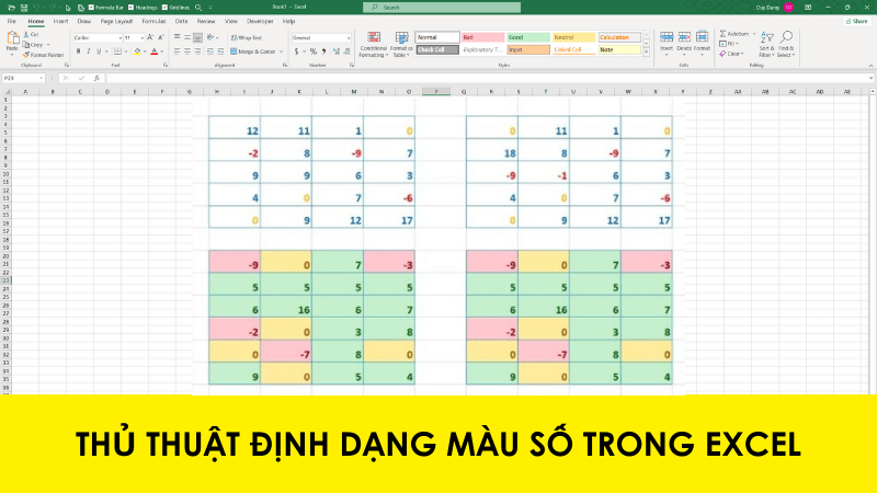 Thủ thuật định dạng màu số trong Excel