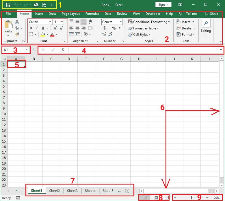 giao-dien-chinh-excel-2019