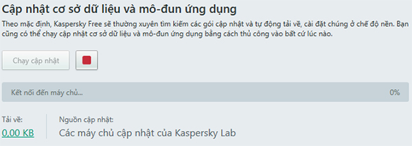 Cập nhập phần mềm diệt virus Kaspersky Free