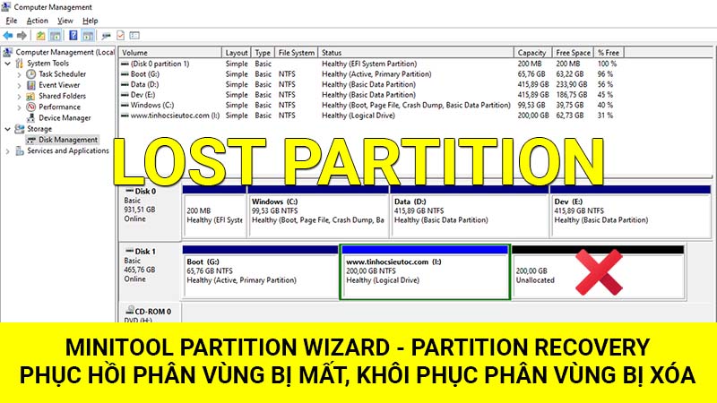 MiniTool Partition Wizard – Partition Recovery phục hồi phân vùng bị mất, khôi phục phân vùng bị xóa
