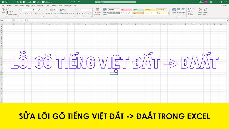 Sửa lỗi gõ tiếng việt đất -> đaất trong Excel