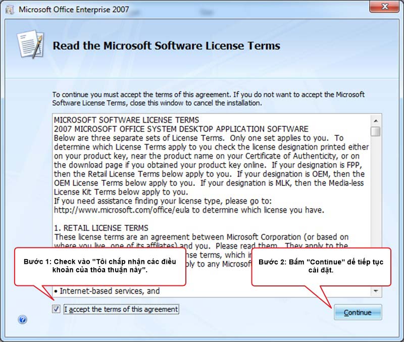 Hướng dẫn cài đặt MS Office 2007 - Bước 1