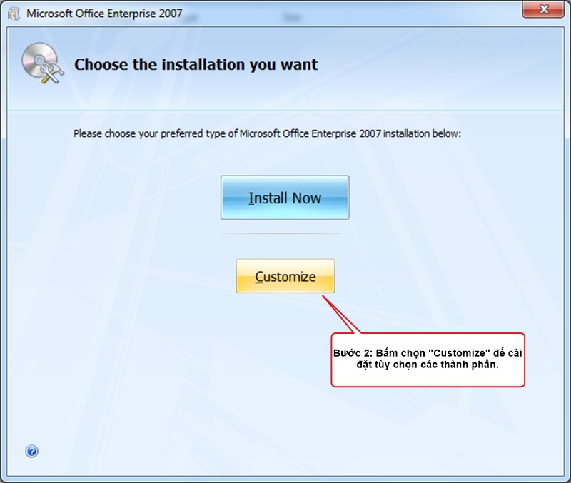 Hướng dẫn cài đặt MS Office 2007 - Bước 2