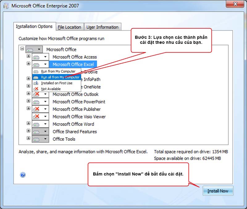 Hướng dẫn cài đặt MS Office 2007 - Bước 3
