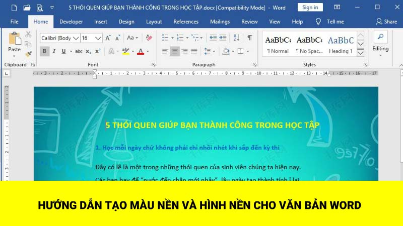 Hướng dẫn tạo màu nền hoặc hình ảnh nền cho văn bản Word