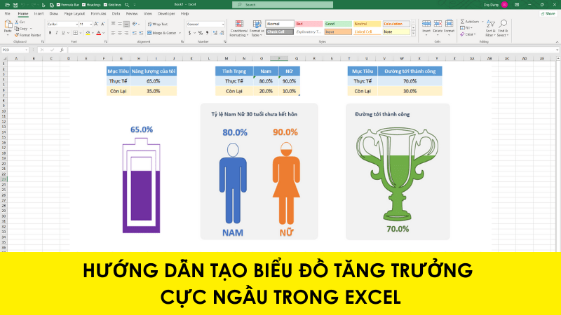 Tạo biểu đồ tiến độ (tăng trưởng) trong Excel