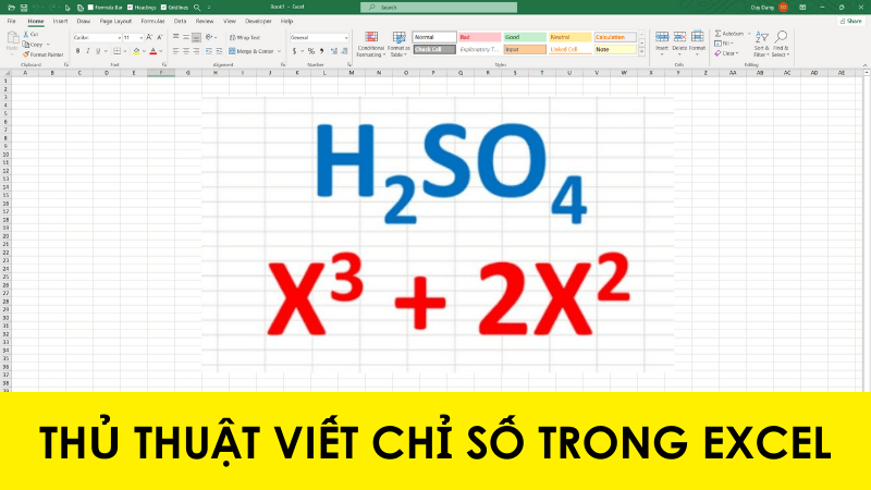 Hướng dẫn viết chỉ số trên và chỉ số dưới trong Excel